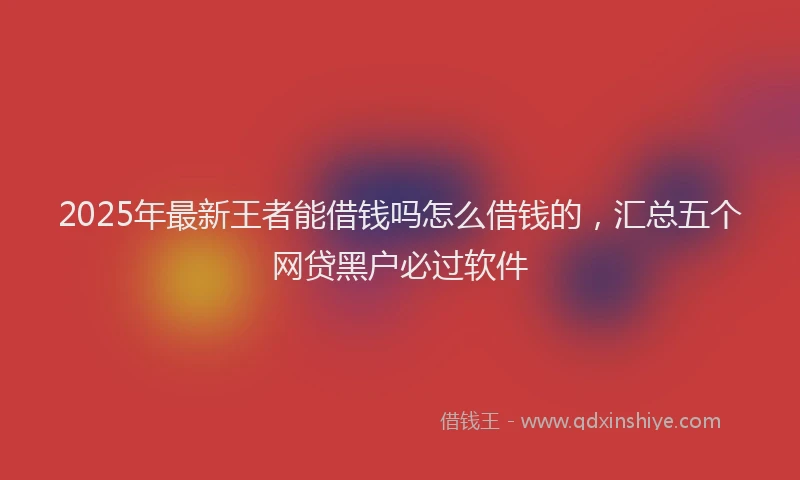 2025年最新王者能借钱吗怎么借钱的，汇总五个网贷黑户必过软件