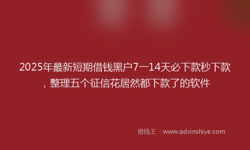 2025年最新短期借钱黑户7一14天必下款秒下款，整理五个征信花居然都下款了的软件
