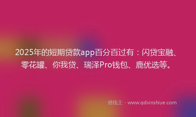 2025年的短期贷款app百分百过有：闪贷宝融、零花罐、你我贷、瑞泽Pro钱包、鹿优选等。
