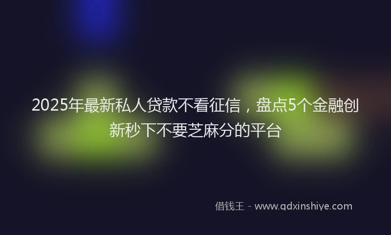 2025年最新私人贷款不看征信，盘点5个金融创新秒下不要芝麻分的平台