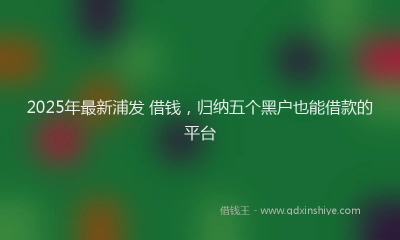 2025年最新浦发 借钱，归纳五个黑户也能借款的平台