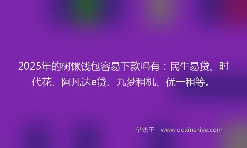 2025年的树懒钱包容易下款吗有：民生易贷、时代花、阿凡达e贷、九梦租机、优一租等。