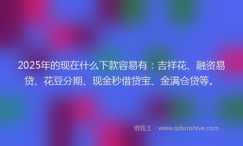2025年的现在什么下款容易有：吉祥花、融资易贷、花豆分期、现金秒借贷宝、金满仓贷等。