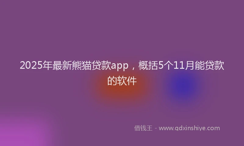 2025年最新熊猫贷款app，概括5个11月能贷款的软件