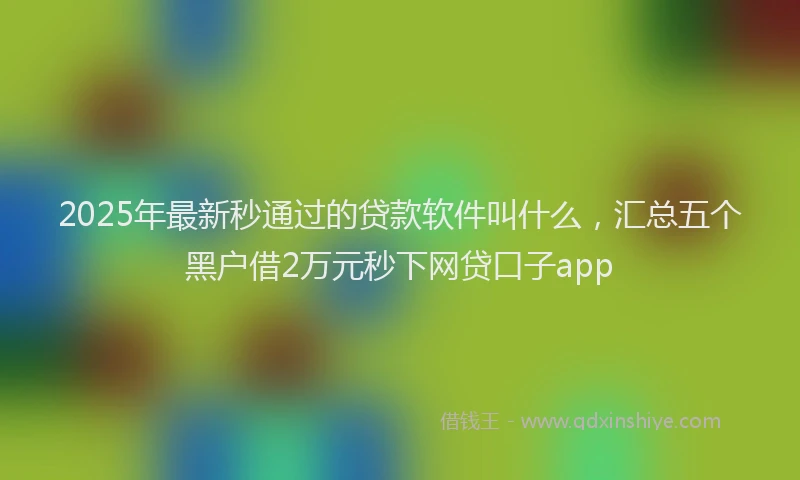 2025年最新秒通过的贷款软件叫什么，汇总五个黑户借2万元秒下网贷口子app