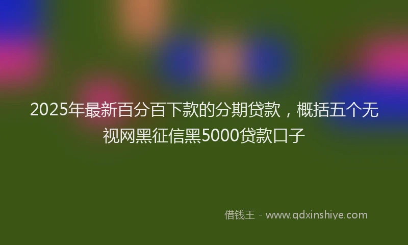 2025年最新百分百下款的分期贷款，概括五个无视网黑征信黑5000贷款口子