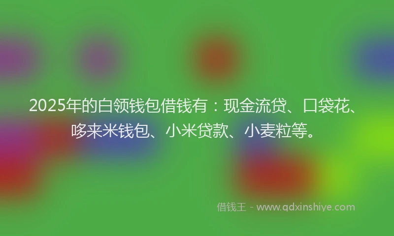 2025年的白领钱包借钱有:现金流贷、口袋花、哆来米钱包、小米贷款、小麦粒等。
