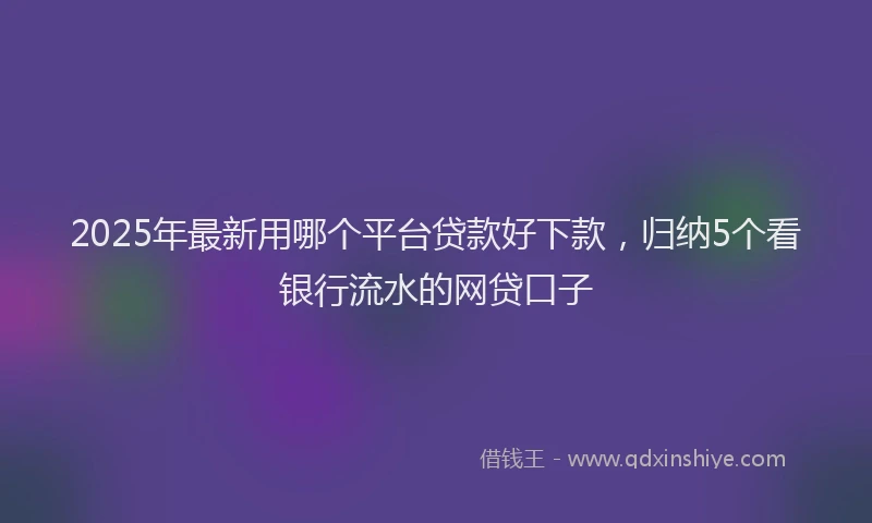 2025年最新用哪个平台贷款好下款，归纳5个看银行流水的网贷口子