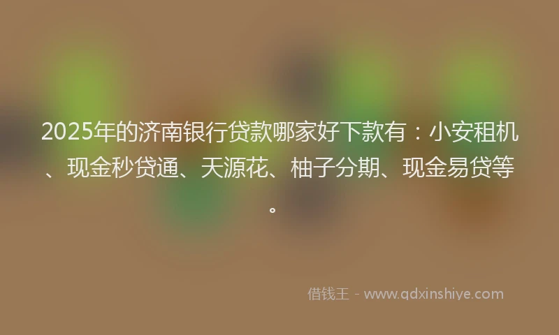 2025年的济南银行贷款哪家好下款有：小安租机、现金秒贷通、天源花、柚子分期、现金易贷等。