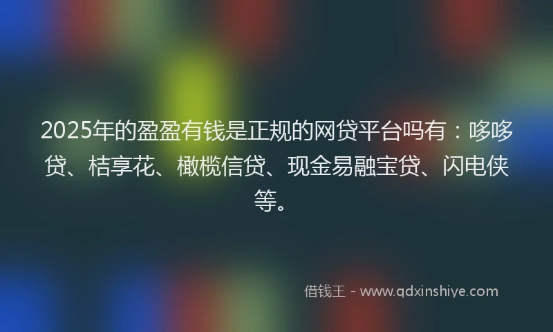2025年的盈盈有钱是正规的网贷平台吗有：哆哆贷、桔享花、橄榄信贷、现金易融宝贷、闪电侠等。