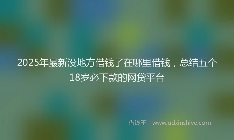 2025年最新没地方借钱了在哪里借钱,总结五个18岁必下款的网贷平台