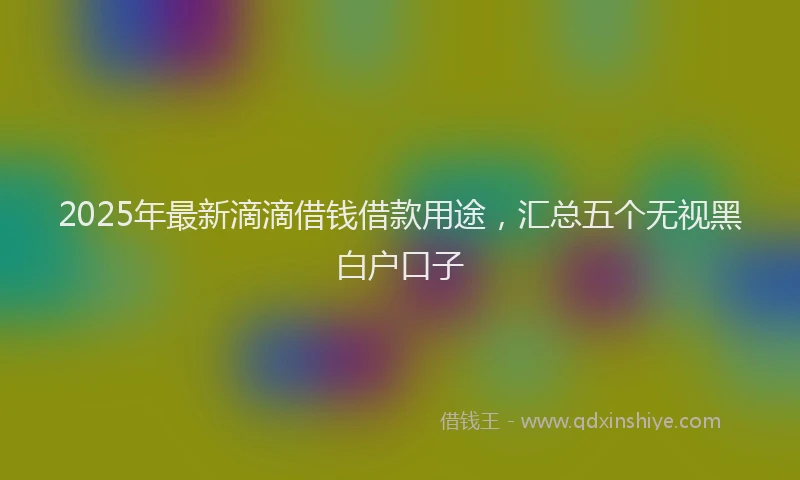 2025年最新滴滴借钱借款用途，汇总五个无视黑白户口子