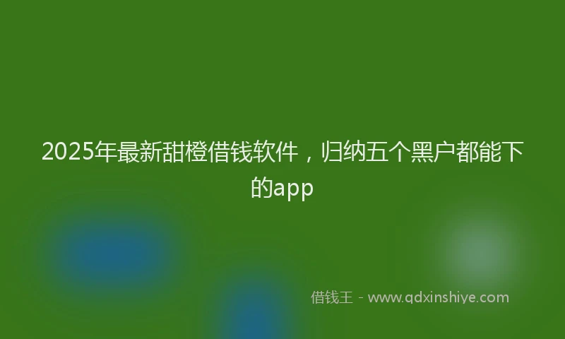 2025年最新甜橙借钱软件，归纳五个黑户都能下的app