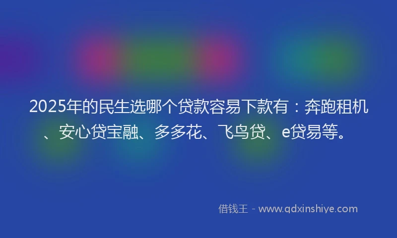 2025年的民生选哪个贷款容易下款有：奔跑租机、安心贷宝融、多多花、飞鸟贷、e贷易等。