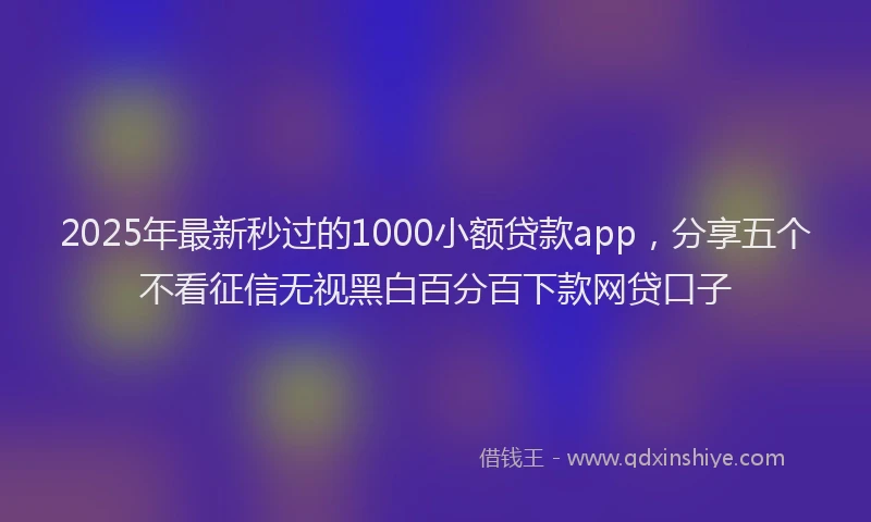 2025年最新秒过的1000小额贷款app，分享五个不看征信无视黑白百分百下款网贷口子