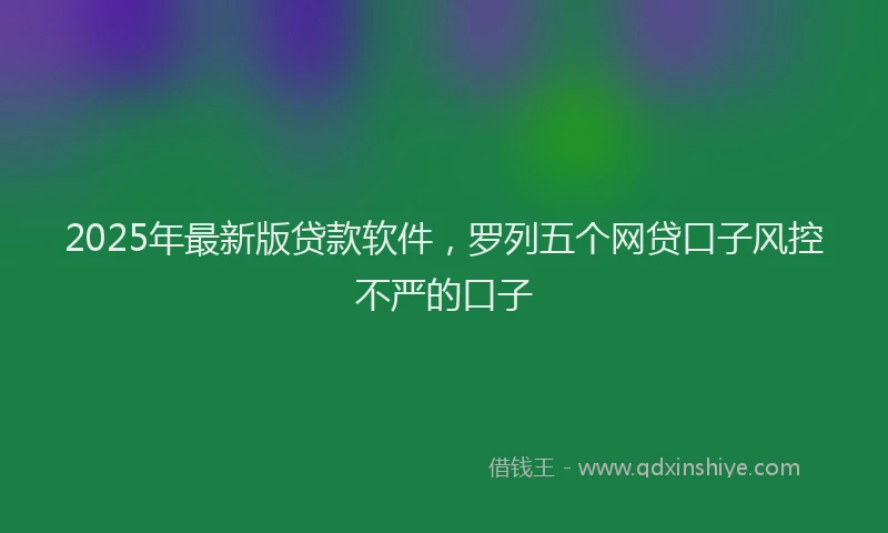 2025年最新版贷款软件，罗列五个网贷口子风控不严的口子
