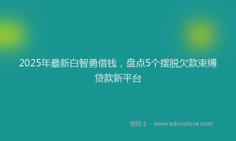 2025年最新白智勇借钱，盘点5个摆脱欠款束缚贷款新平台