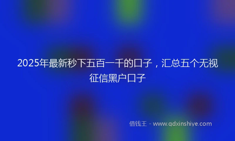 2025年最新秒下五百一千的口子，汇总五个无视征信黑户口子