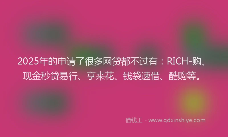 2025年的申请了很多网贷都不过有：RICH-购、现金秒贷易行、享来花、钱袋速借、酷购等。