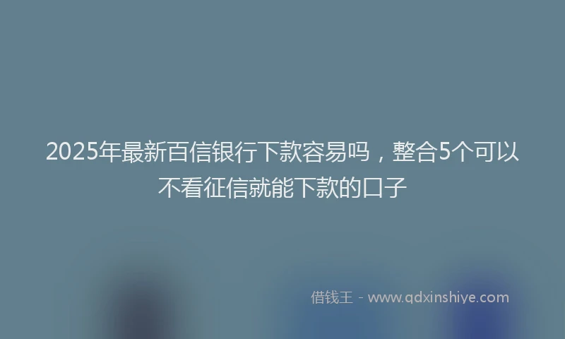 2025年最新百信银行下款容易吗，整合5个可以不看征信就能下款的口子