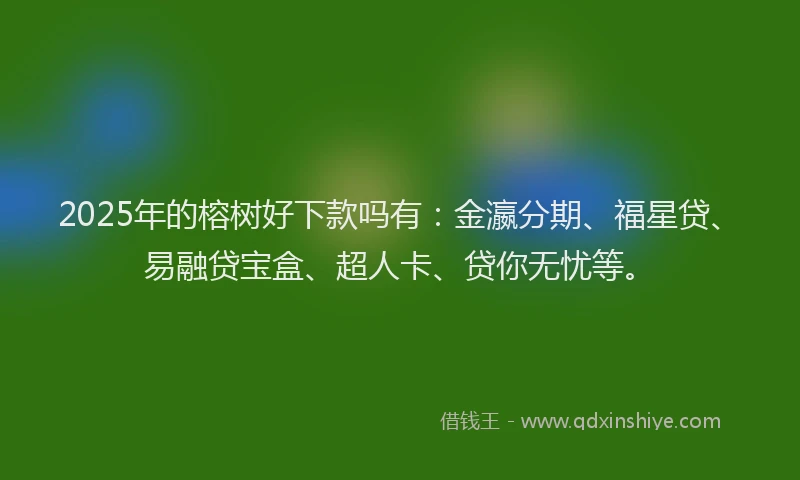 2025年的榕树好下款吗有：金瀛分期、福星贷、易融贷宝盒、超人卡、贷你无忧等。