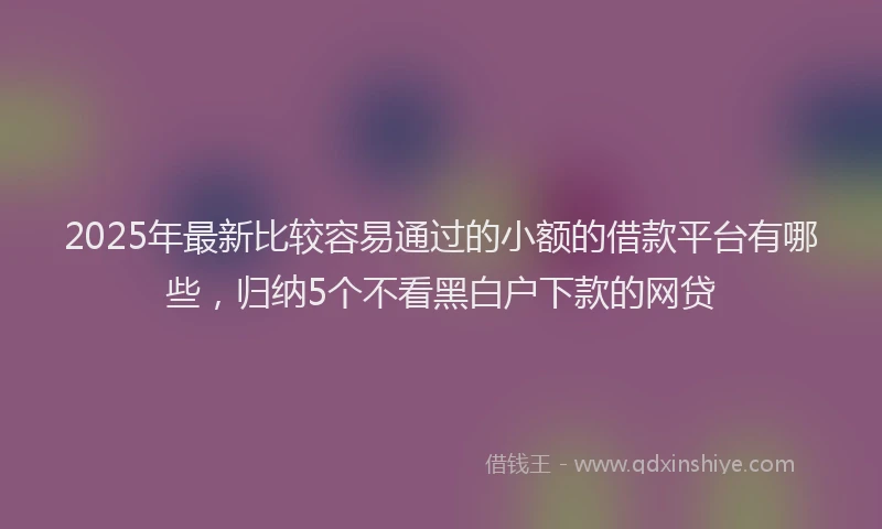 2025年最新比较容易通过的小额的借款平台有哪些，归纳5个不看黑白户下款的网贷