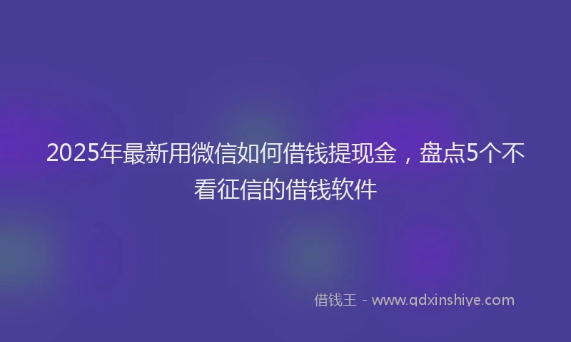 2025年最新用微信如何借钱提现金，盘点5个不看征信的借钱软件