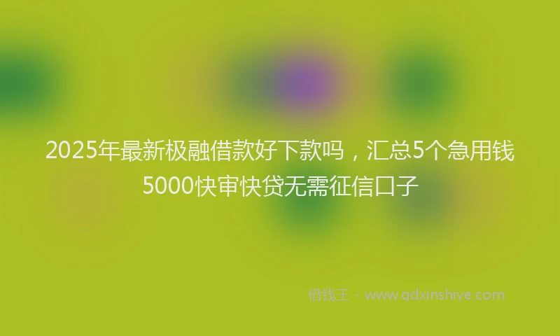 2025年最新极融借款好下款吗，汇总5个急用钱5000快审快贷无需征信口子