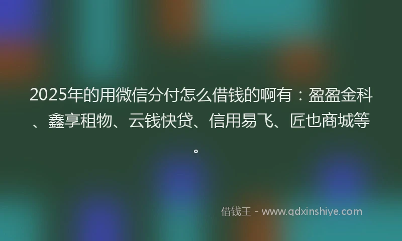 2025年的用微信分付怎么借钱的啊有：盈盈金科、鑫享租物、云钱快贷、信用易飞、匠也商城等。
