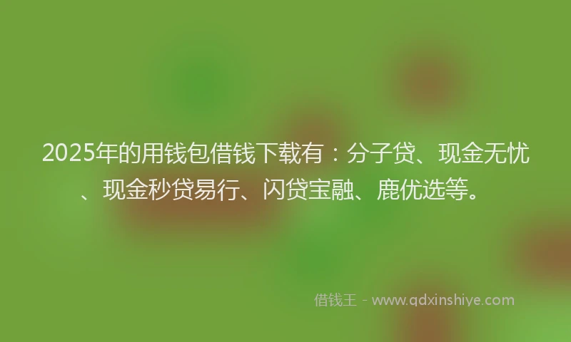 2025年的用钱包借钱下载有：分子贷、现金无忧、现金秒贷易行、闪贷宝融、鹿优选等。