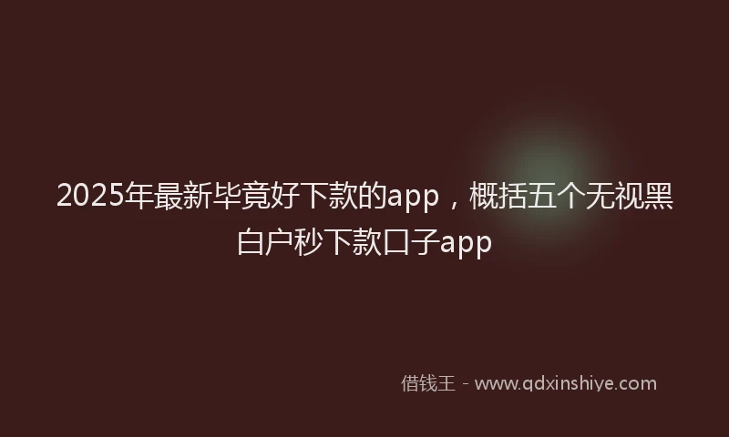 2025年最新毕竟好下款的app,概括五个无视黑白户秒下款口子app