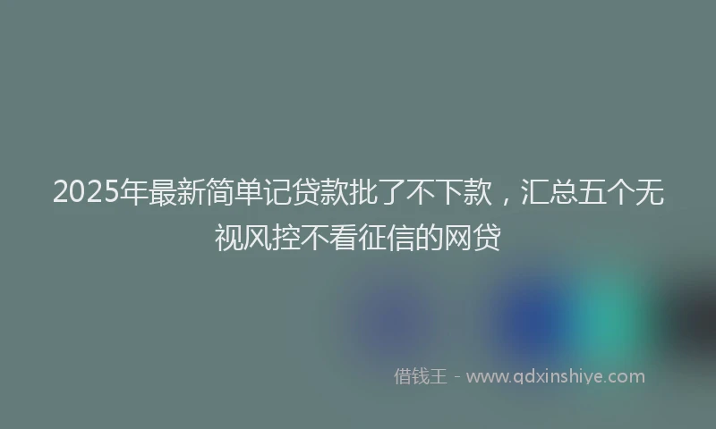2025年最新简单记贷款批了不下款，汇总五个无视风控不看征信的网贷