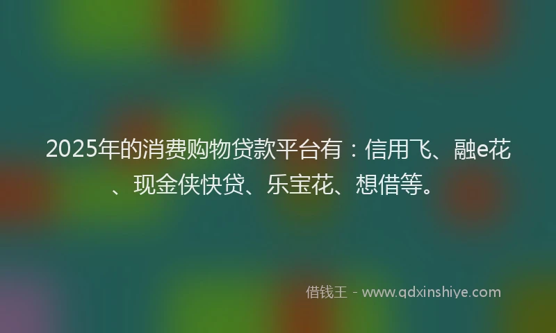 2025年的消费购物贷款平台有:信用飞、融e花、现金侠快贷、乐宝花、想借等。