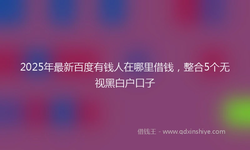 2025年最新百度有钱人在哪里借钱，整合5个无视黑白户口子