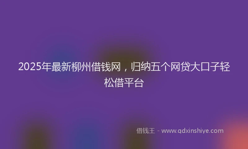 2025年最新柳州借钱网，归纳五个网贷大口子轻松借平台