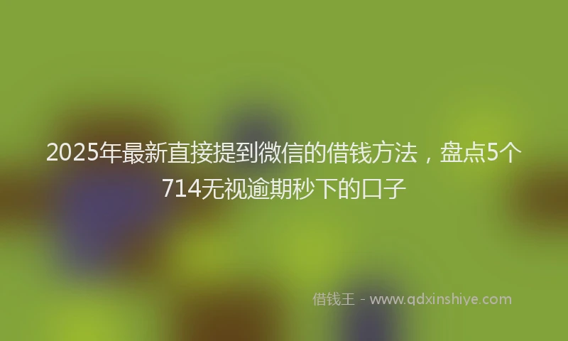 2025年最新直接提到微信的借钱方法，盘点5个714无视逾期秒下的口子