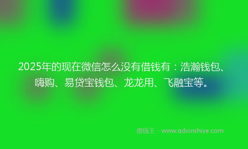 2025年的现在微信怎么没有借钱有：浩瀚钱包、嗨购、易贷宝钱包、龙龙用、飞融宝等。