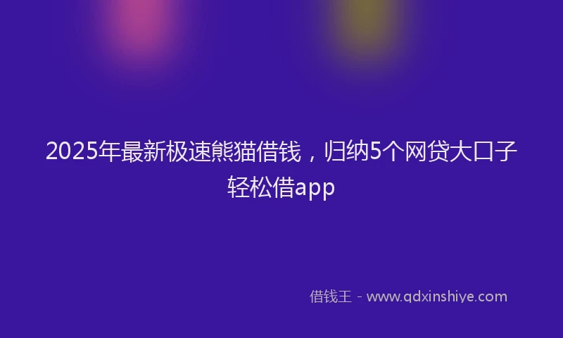 2025年最新极速熊猫借钱，归纳5个网贷大口子轻松借app