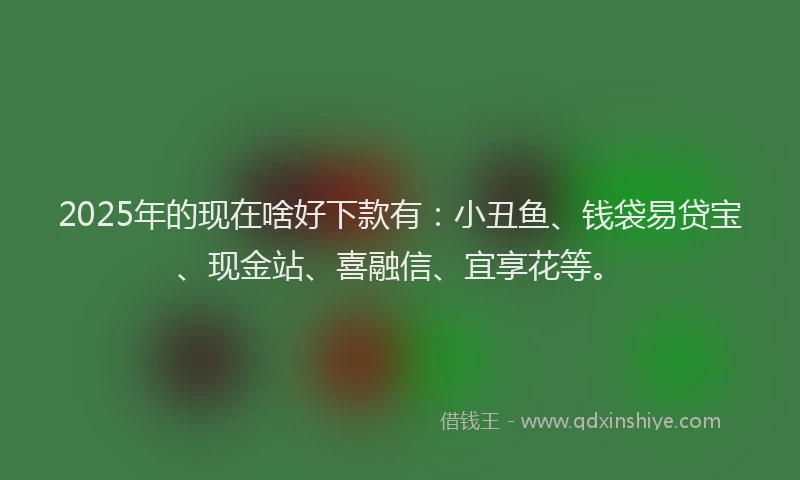2025年的现在啥好下款有：小丑鱼、钱袋易贷宝、现金站、喜融信、宜享花等。
