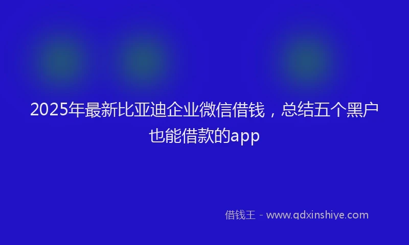 2025年最新比亚迪企业微信借钱，总结五个黑户也能借款的app