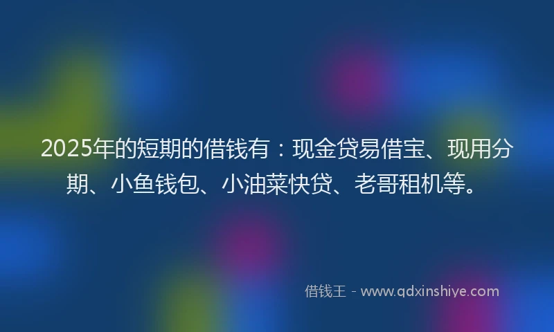 2025年的短期的借钱有：现金贷易借宝、现用分期、小鱼钱包、小油菜快贷、老哥租机等。