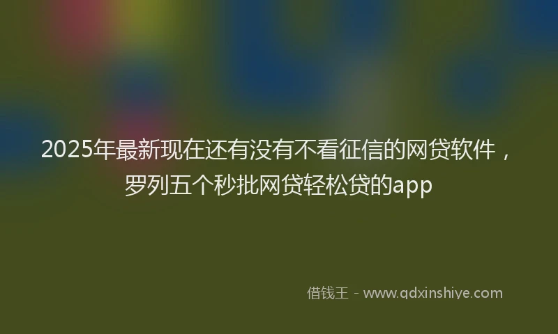 2025年最新现在还有没有不看征信的网贷软件，罗列五个秒批网贷轻松贷的app