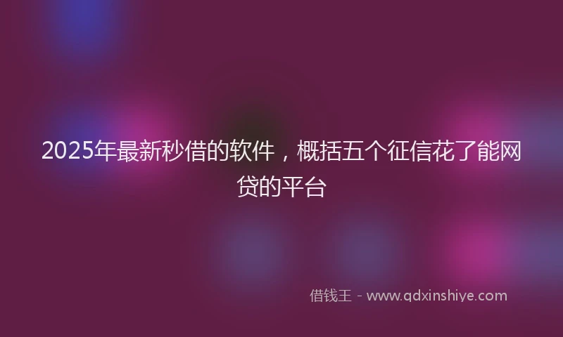 2025年最新秒借的软件，概括五个征信花了能网贷的平台
