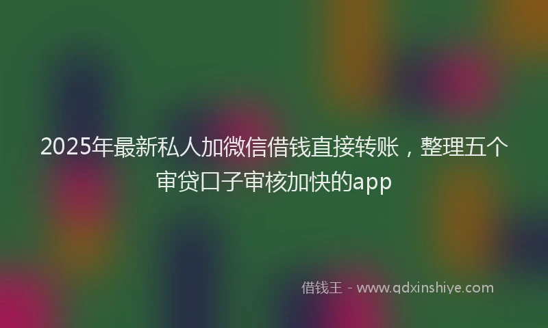 2025年最新私人加微信借钱直接转账，整理五个审贷口子审核加快的app