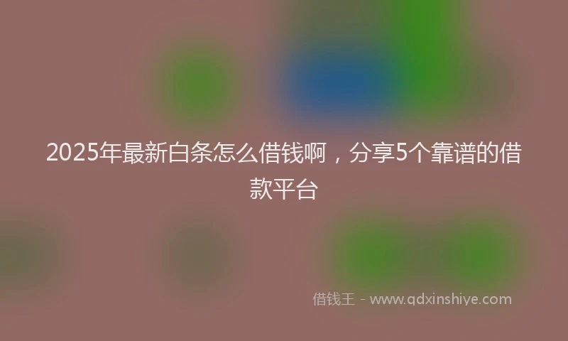 2025年最新白条怎么借钱啊，分享5个靠谱的借款平台