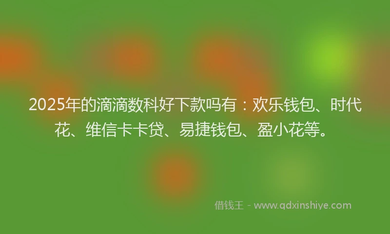 2025年的滴滴数科好下款吗有：欢乐钱包、时代花、维信卡卡贷、易捷钱包、盈小花等。