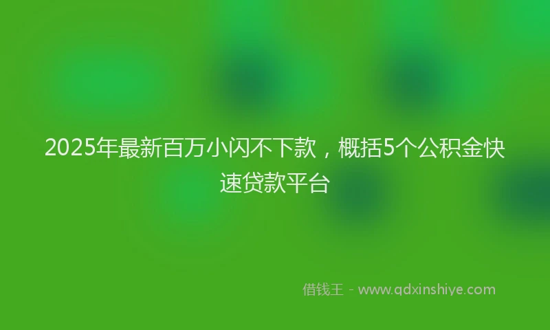 2025年最新百万小闪不下款，概括5个公积金快速贷款平台
