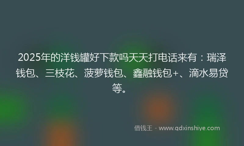 2025年的洋钱罐好下款吗天天打电话来有:瑞泽钱包、三枝花、菠萝钱包、鑫融钱包+、滴水易贷等。