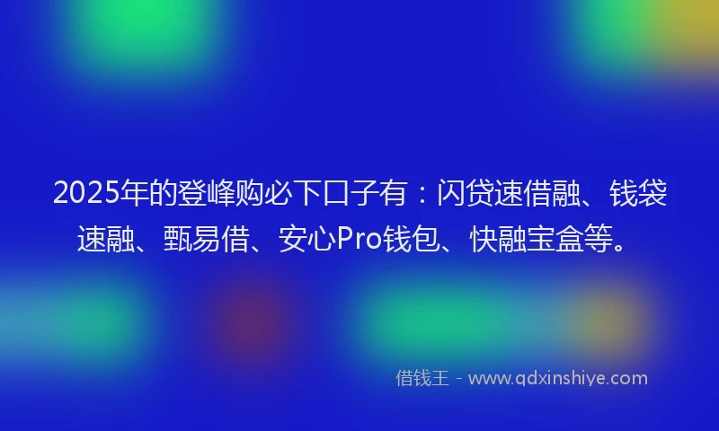 2025年的登峰购必下口子有：闪贷速借融、钱袋速融、甄易借、安心Pro钱包、快融宝盒等。