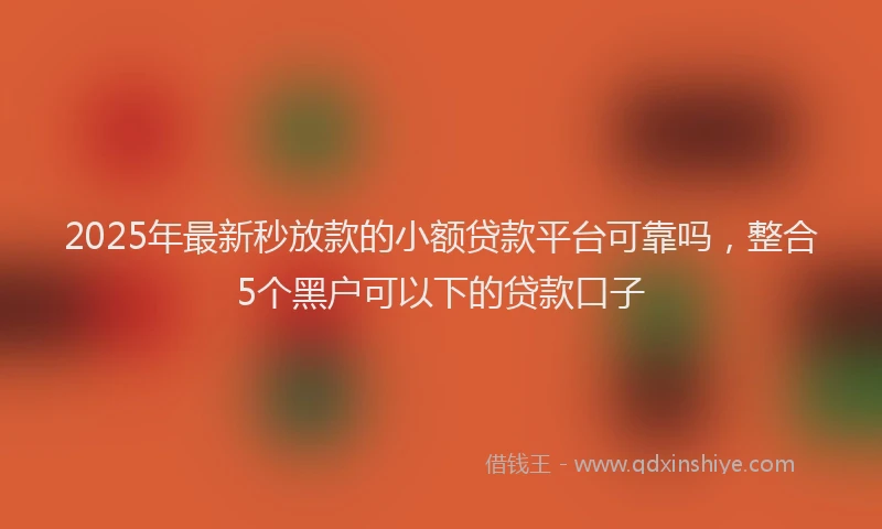 2025年最新秒放款的小额贷款平台可靠吗,整合5个黑户可以下的贷款口子